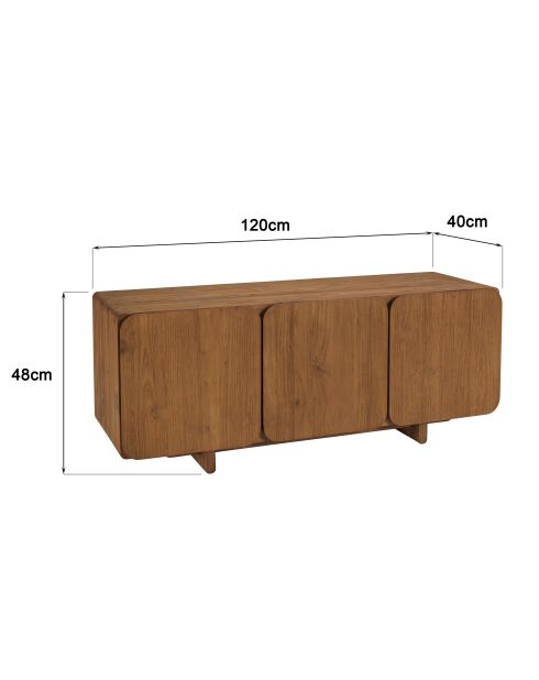 Aparador con 3 puertas de madera de teca reciclada marrón - 120x40 cm