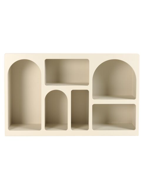 Buffet en bois peint 6 niches beige - 120x30 cm