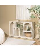 Buffet en bois peint 6 niches beige - 120x30 cm