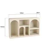 Buffet en bois peint 6 niches beige - 120x30 cm