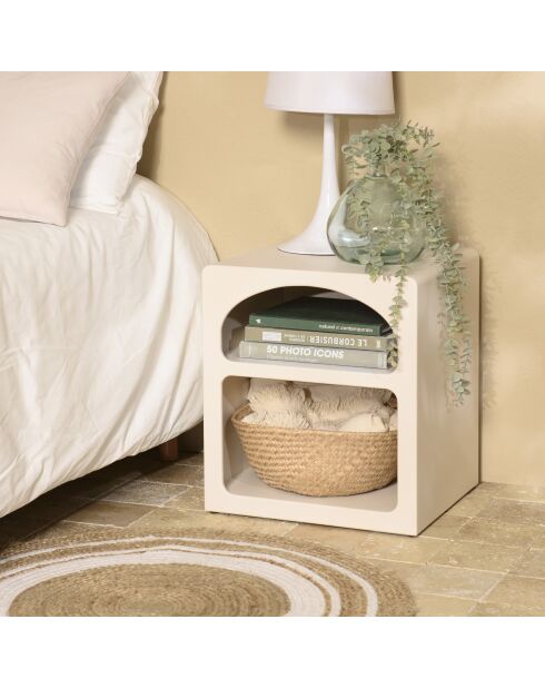 Chevet en bois peint 2 niches beige - 45x40 cm