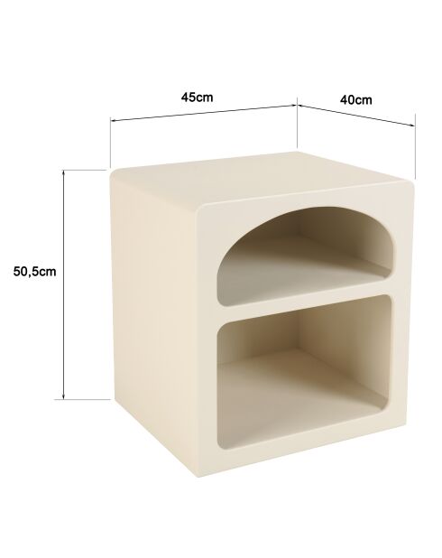 Chevet en bois peint 2 niches beige - 45x40 cm