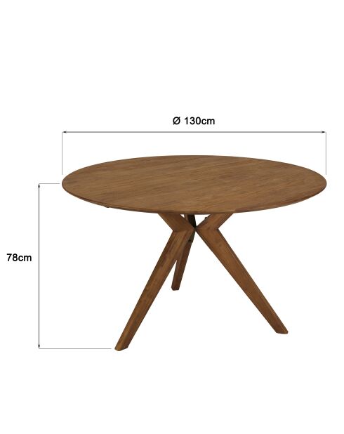 Table à manger ronde en bois de teck recyclé - D130 cm
