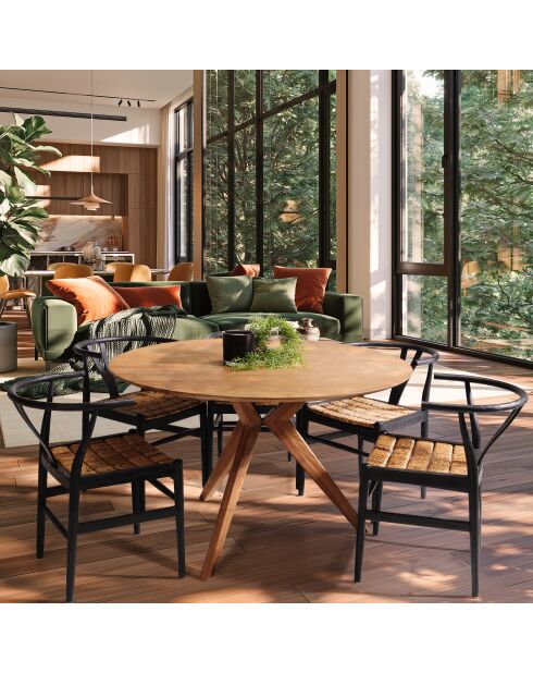 Table à manger ronde en bois de teck recyclé - D130 cm