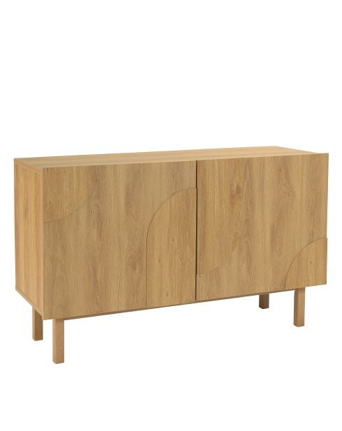 Buffet 2 portes décor motif arrondi naturelle - 120x42x75 cm