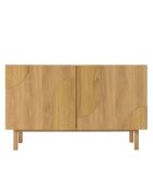Buffet 2 portes décor motif arrondi naturelle - 120x42x75 cm