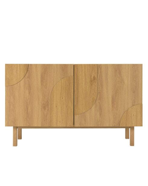 Buffet 2 portes décor motif arrondi naturelle - 120x42x75 cm