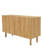 Buffet 2 portes décor motif arrondi naturelle - 120x42x75 cm