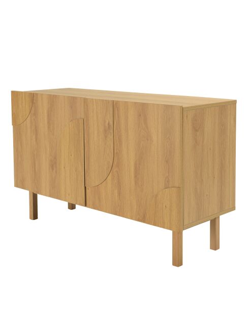 Buffet 2 portes décor motif arrondi naturelle - 120x42x75 cm