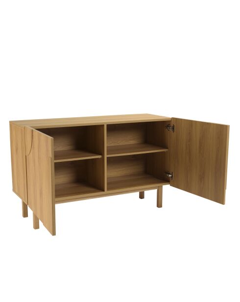 Buffet 2 portes décor motif arrondi naturelle - 120x42x75 cm