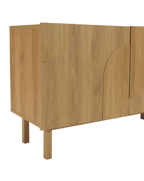 Buffet 2 portes décor motif arrondi naturelle - 120x42x75 cm