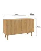 Buffet 2 portes décor motif arrondi naturelle - 120x42x75 cm