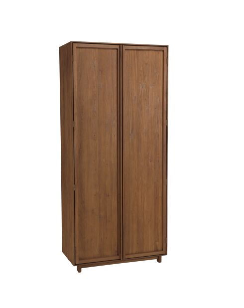 Armoire 2 portes en bois de teck recyclé naturelle - 90x200 cm