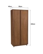 Armoire 2 portes en bois de teck recyclé naturelle - 90x200 cm