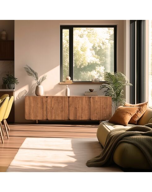 Buffet 4 portes en bois de teck recyclé marron - 200x65 cm