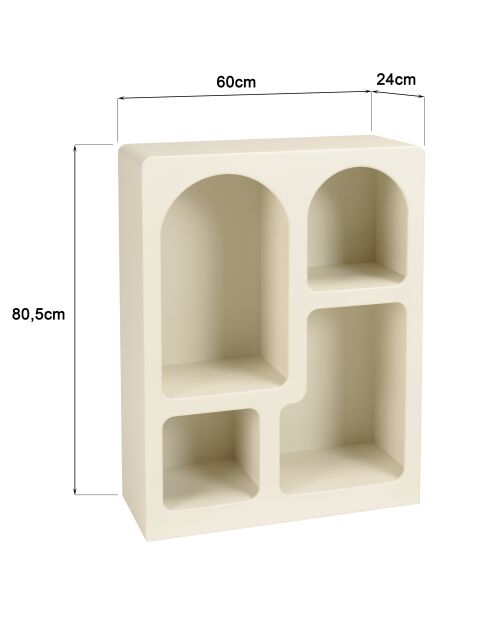 Étagère en bois peint 4 niches beige - 60x24 cm