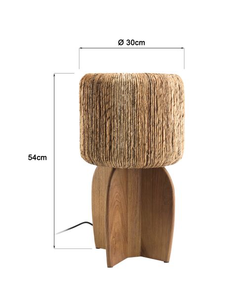 Lampe en bois de teck recyclé naturelle - 30x30 cm