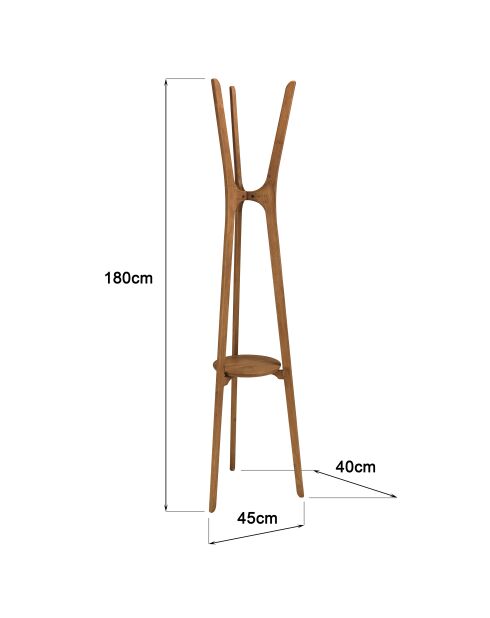 Porte-manteau en bois de teck recyclé - 45x40x180 cm