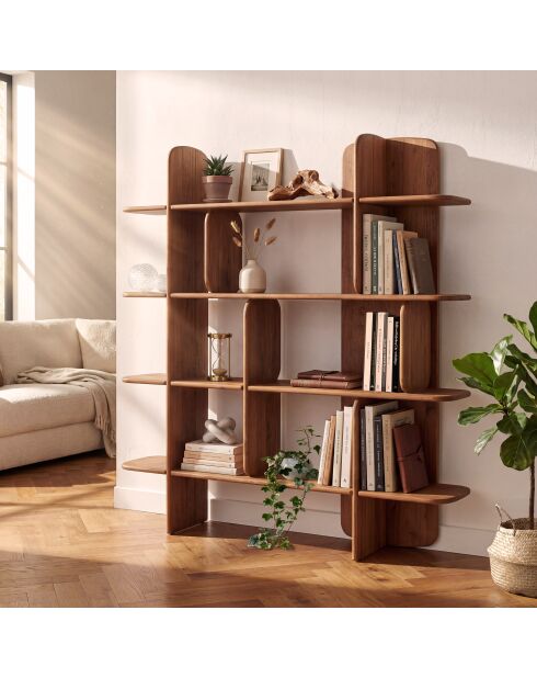 Bibliothèque en bois de teck recyclé marron - 160x160 cm