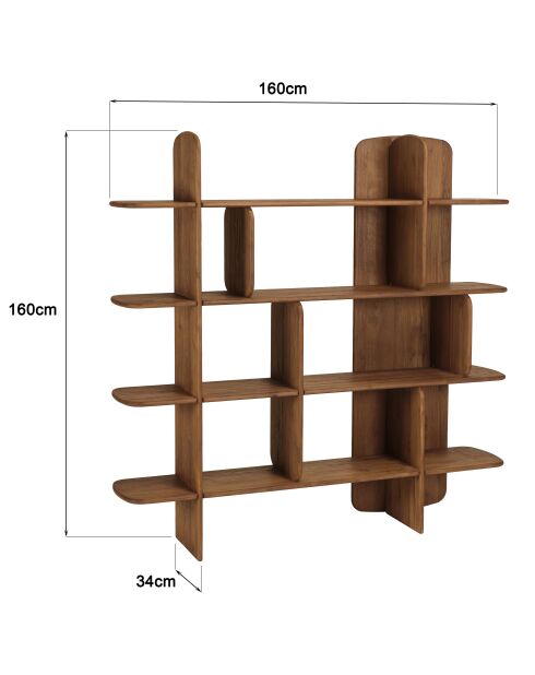 Bibliothèque en bois de teck recyclé marron - 160x160 cm
