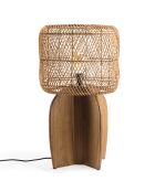 Lampe en bois de teck recyclé naturelle - 38x38 cm
