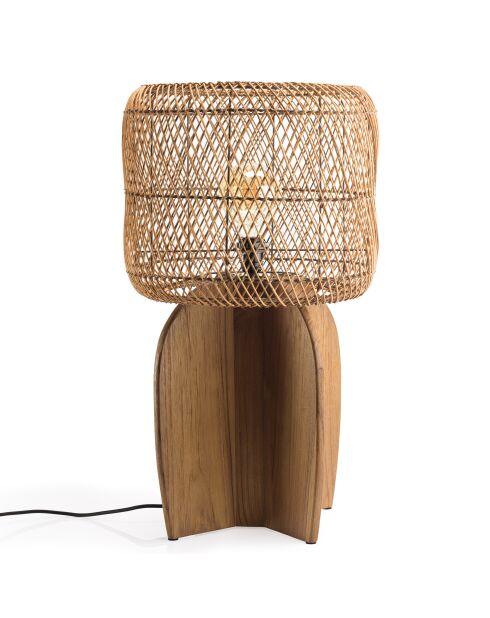 Lampe en bois de teck recyclé naturelle - 38x38 cm