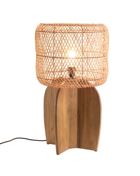 Lampe en bois de teck recyclé naturelle - 38x38 cm