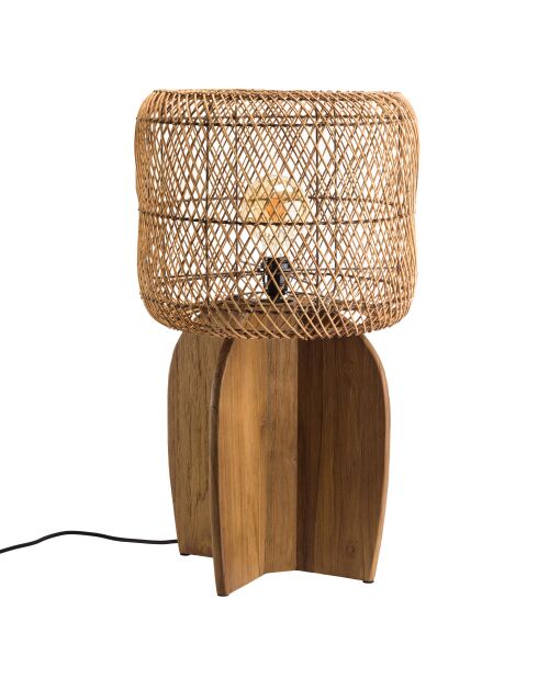 Lampe en bois de teck recyclé naturelle - 38x38 cm