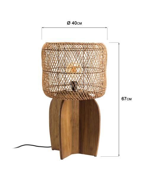 Lampe en bois de teck recyclé naturelle - 38x38 cm
