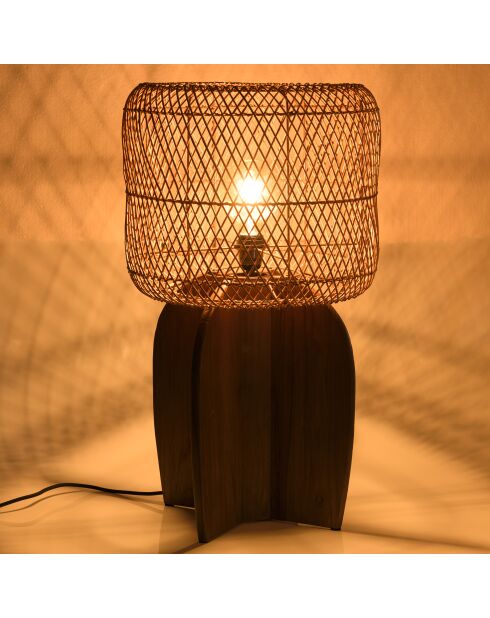 Lampe en bois de teck recyclé naturelle - 38x38 cm