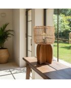 Lampe en bois de teck recyclé naturelle - 38x38 cm