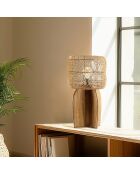 Lampe en bois de teck recyclé naturelle - 38x38 cm