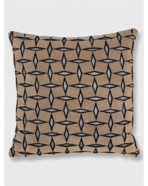 Coussin jacquard diamant marron - 40x40cm