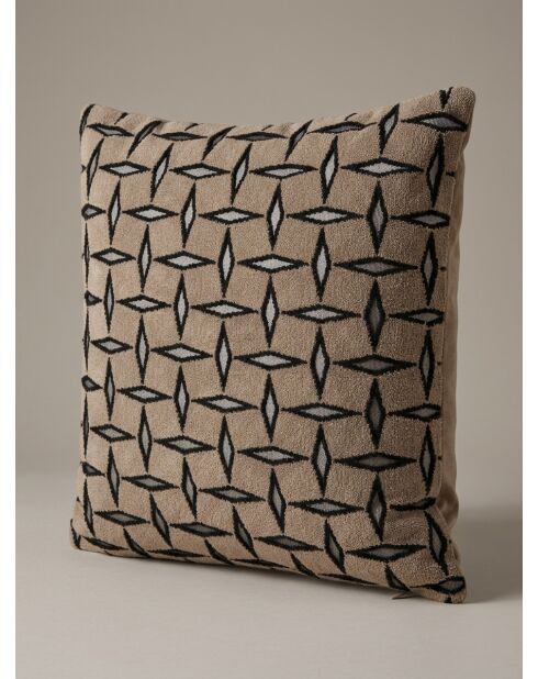 Coussin jacquard diamant marron - 40x40cm
