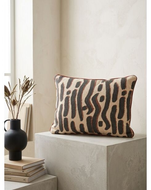 Coussin Wonja imprimé noir - 30x40cm
