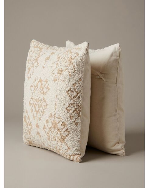 Coussin en coton Ozel ivoire - 40x40cm