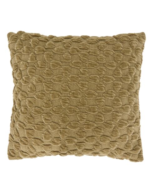 Coussin en chenille Nova vert kaki - 40x40cm