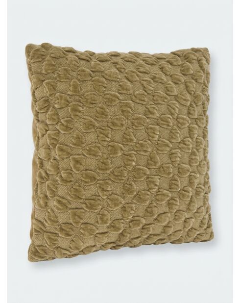 Coussin en chenille Nova vert kaki - 40x40cm