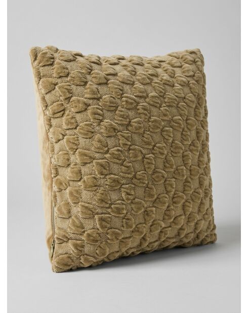 Coussin en chenille Nova vert kaki - 40x40cm
