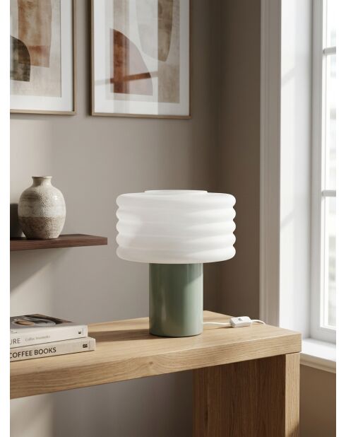 Lampe cylindrique vert - H. 36cm