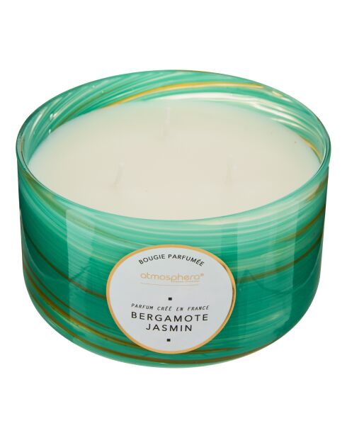 Bougie parfumée en verre wavy Berga vert - 540g