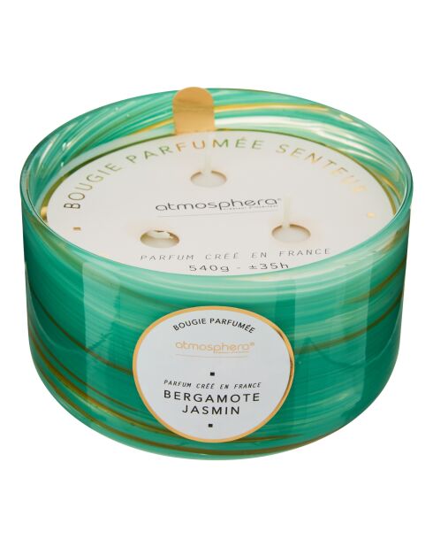 Bougie parfumée en verre wavy Berga vert - 540g