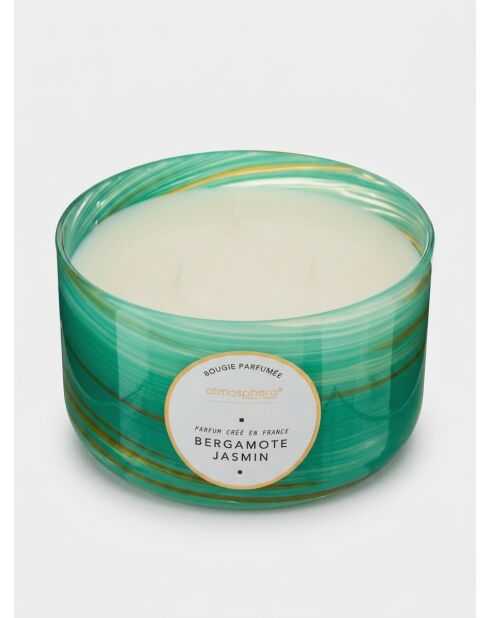 Bougie parfumée en verre wavy Berga vert - 540g