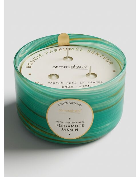 Bougie parfumée en verre wavy Berga vert - 540g