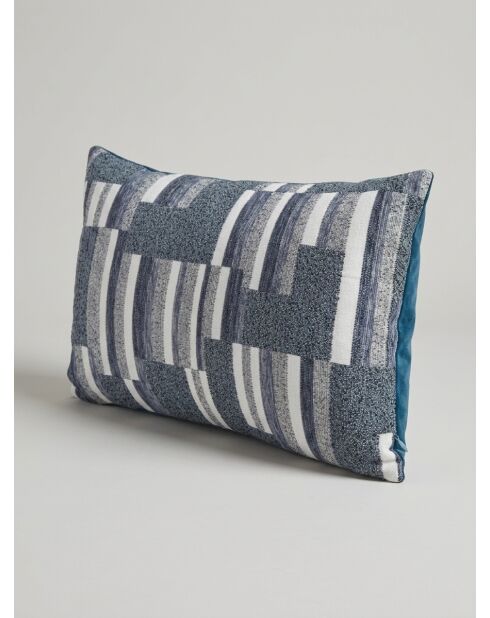 Coussin Jacquard en chenille Calix bleu encre - 30x50cm