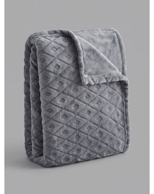 Plaid grigio in flanella diamantata - 180x230cm