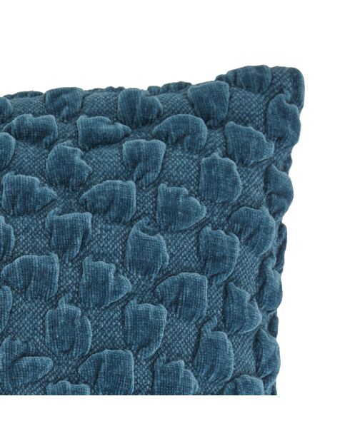 Coussin en chenille Nova bleu egéen - 40x40cm