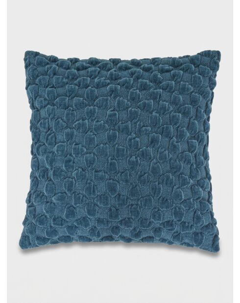 Coussin en chenille Nova bleu egéen - 40x40cm