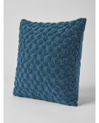 Coussin en chenille Nova bleu egéen - 40x40cm