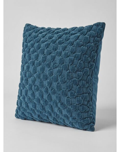 Coussin en chenille Nova bleu egéen - 40x40cm